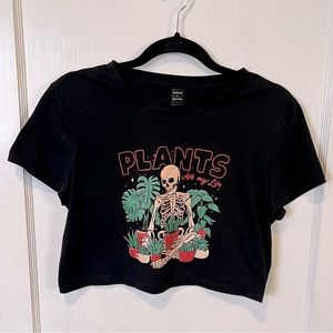 Plants are my life oversized skeleton crop top